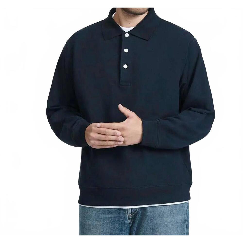 NEW HÅNDVÆRK relaxed polo sweatshirt in dark navy